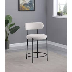 Viola 25 in. Cream Open Back Metal Counter Stool with Fabric Seat (Set of 2)