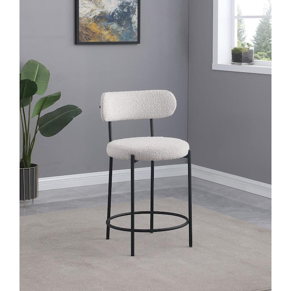 Coaster Viola 25 in. Cream Open Back Metal Counter Stool with Fabric Seat (Set of 2)