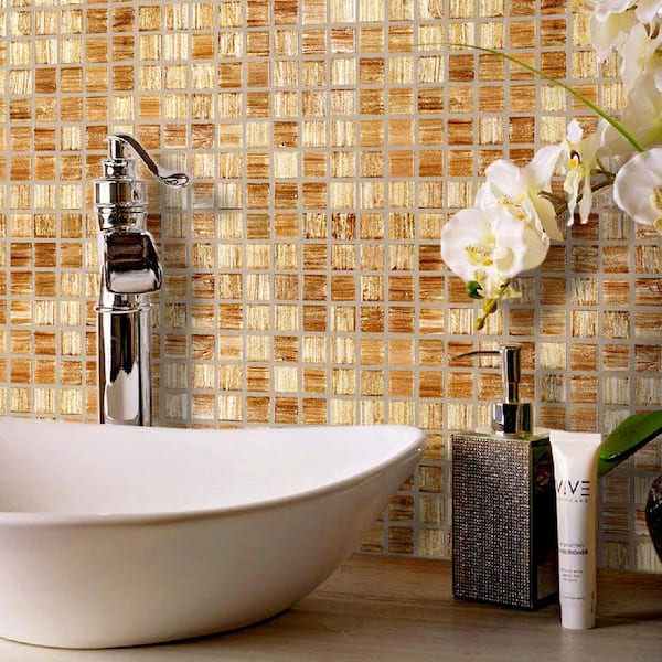Celestial Glossy Copper Brown 12 in. x 12 in. Glass Mosaic Wall and Floor Tile (20 sq. ft./case) (20-pack)