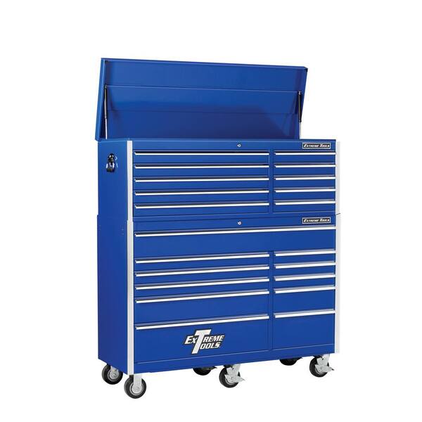 Extreme Tools EX Standard Series 56 in. 21-Drawer Tool Chest and Cabinet Combo in Blue