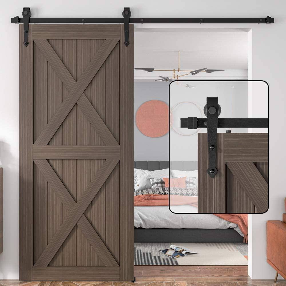 60-inch Matte Black Steel Sliding Barn Door Hardware Kit