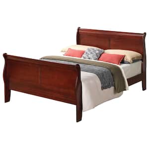 Louis Philippe Cherry Queen Sleigh Bed with High Footboard