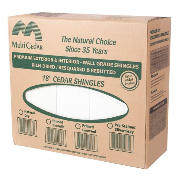 Unbranded 18 in. Random Width Western Red Cedar Kiln-Dried Primed Smooth Shingles (25 sq. ft. Per Bundle)