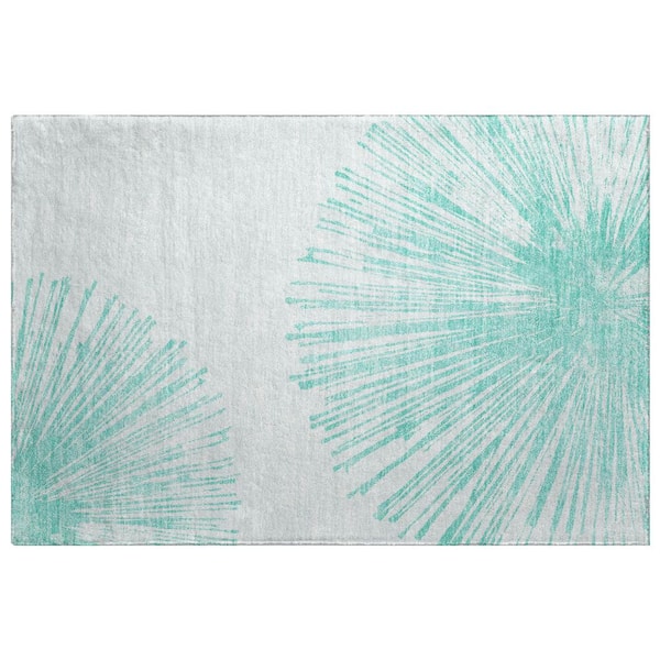 Dream Shag Premium Machine Washable Abstract ADS642 Teal 2 ft. x 3 ft. Accent Rug