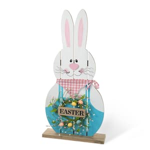Glitzhome 24.5 in. H Easter Bunny Shaped Wreath with Eggs and Satin Ribbon  Bow 2006600004 - The Home Depot