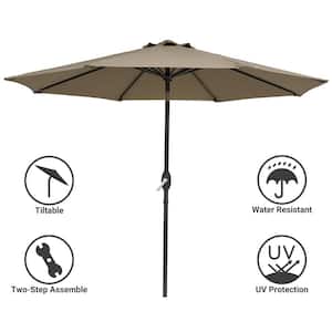9 ft. Patio Market Crank and Tilt Umbrellas, Table Umbrellas,UV-Resistant Canopy in Taupe