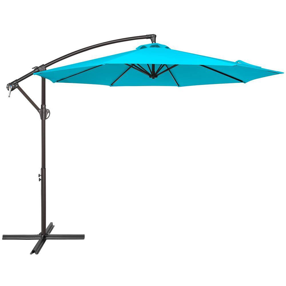 10 ft. Steel Cantilever Patio Umbrella in Light Blue