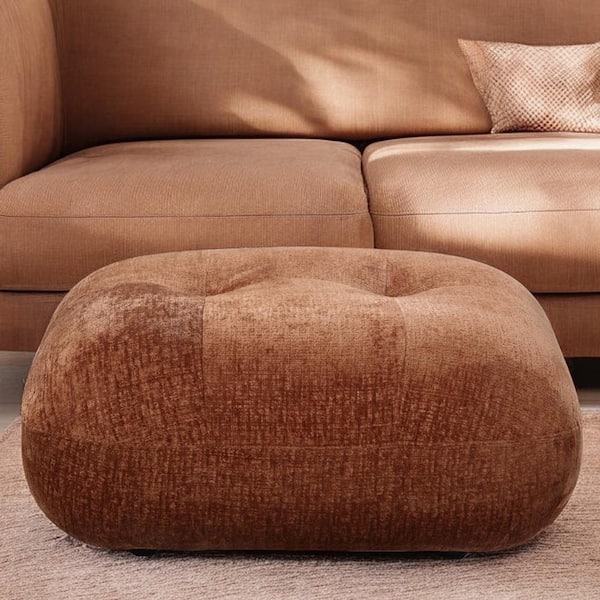 Acme Furniture Carrick Beige Sandwich Mesh Fabric Fabric Square Cube 17 in. Ottoman