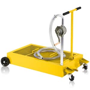 Yellow 25 Gal. Low Profile Oil Drain Pan with Resistant Hose
