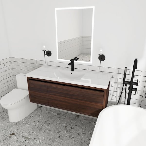 48 Bozeman Rustic Bathroom Vanity in Natural with Calacatta Quartz To -  HouseTie