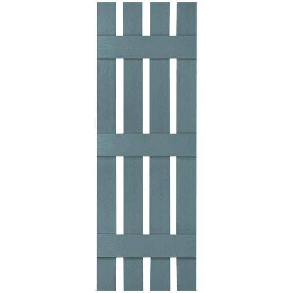 Ekena Millwork 16-1/4 in. x 55 in. Lifetime Vinyl Custom Four Board Spaced Board and Batten Shutters Pair Wedgewood Blue