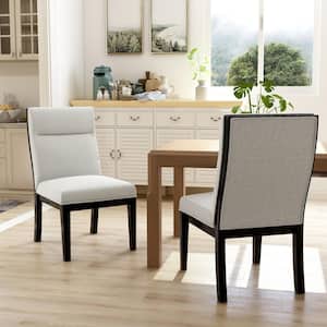 Edenia Black and Beige Fabric Tufted Dining Chair (Set of 2)