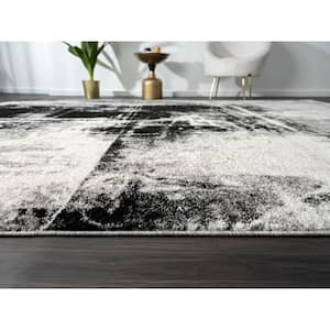 Solstice Grey 2 ft. x 10 ft. Abstract Area Rug