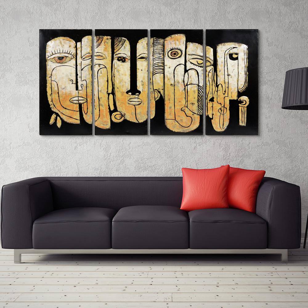 Totem Poles Hand Painted Iron Abstract Wall Art, 64" x 32"