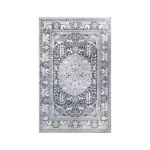 7 ft. x 9 ft. Charcoal Medallion Stain Resistant Area Rug