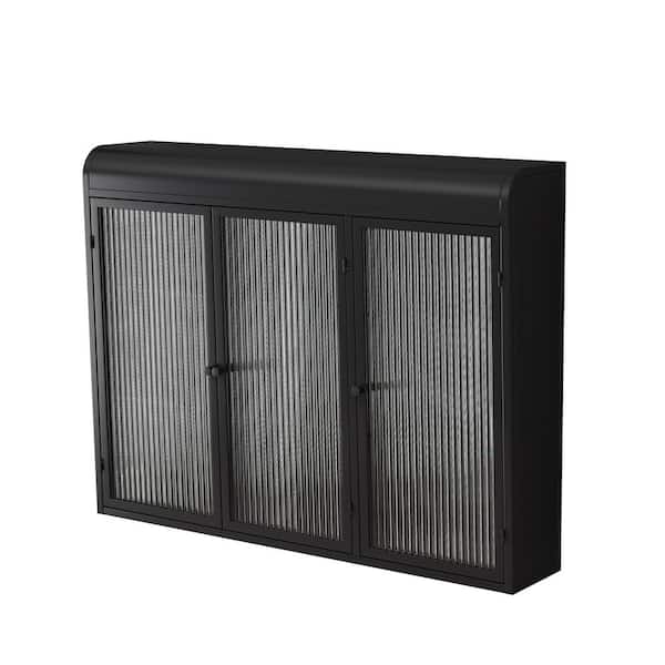 35.45 in. W x 7.87 in. D x 27.55 in. H Bathroom Storage Wall Cabinet in Black