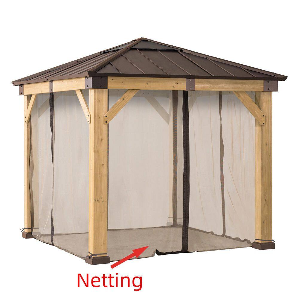 Khaki Polyester Replacement Mosquito Netting for 9x9 ft Wood Gazebo