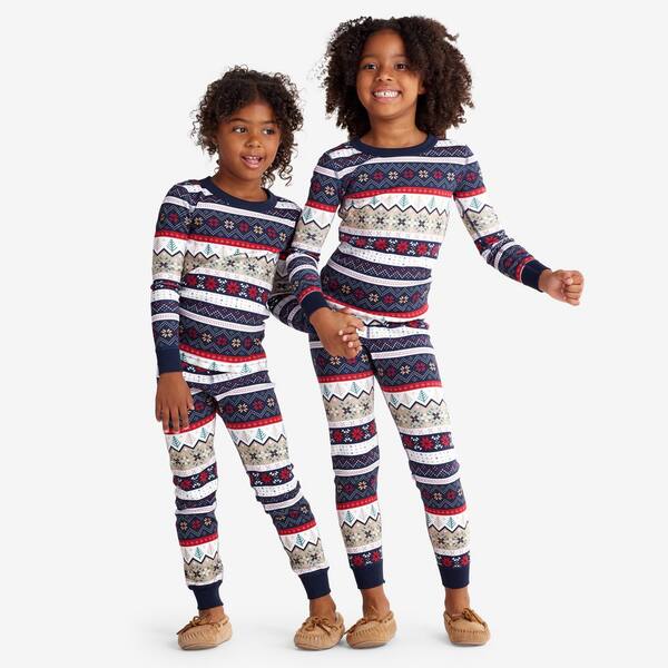 Company Cotton Organic Family Snug Fit Fair Isle Dark Kids Unisex Toddler  2-T Multi Pajama Set