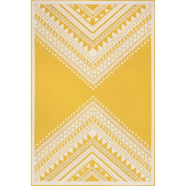 nuLOOM Landry Yellow 5 ft. x 8 ft. Tribal Indoor/Outdoor Area Rug