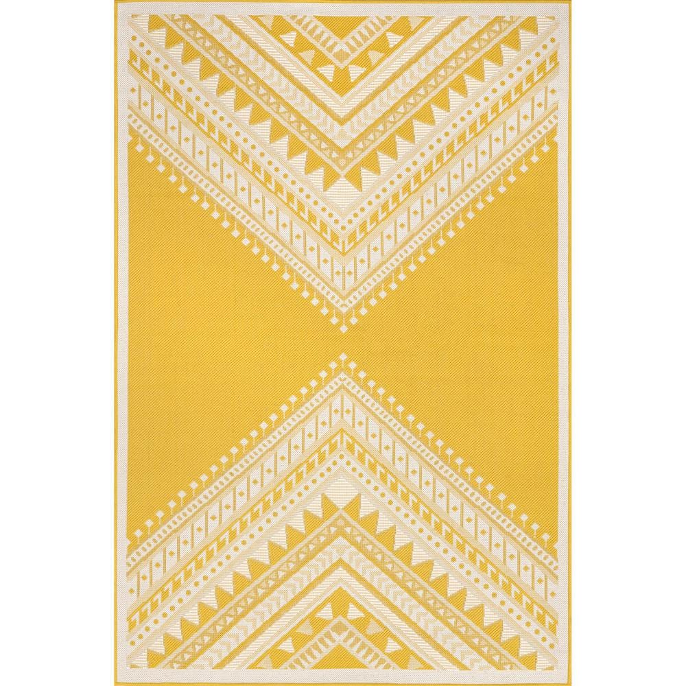 nuLOOM Landry Aztec Yellow 8 ft. x 10 ft. Indoor/Outdoor Area Rug GBCB24E8010 The Home Depot