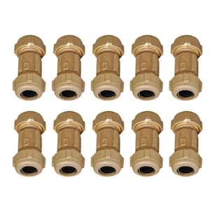 Brass Compression Coupling Fitting, with Packing Nut, 1/2 in. Nominal Fitting x 3 in. Length (10-Pack)