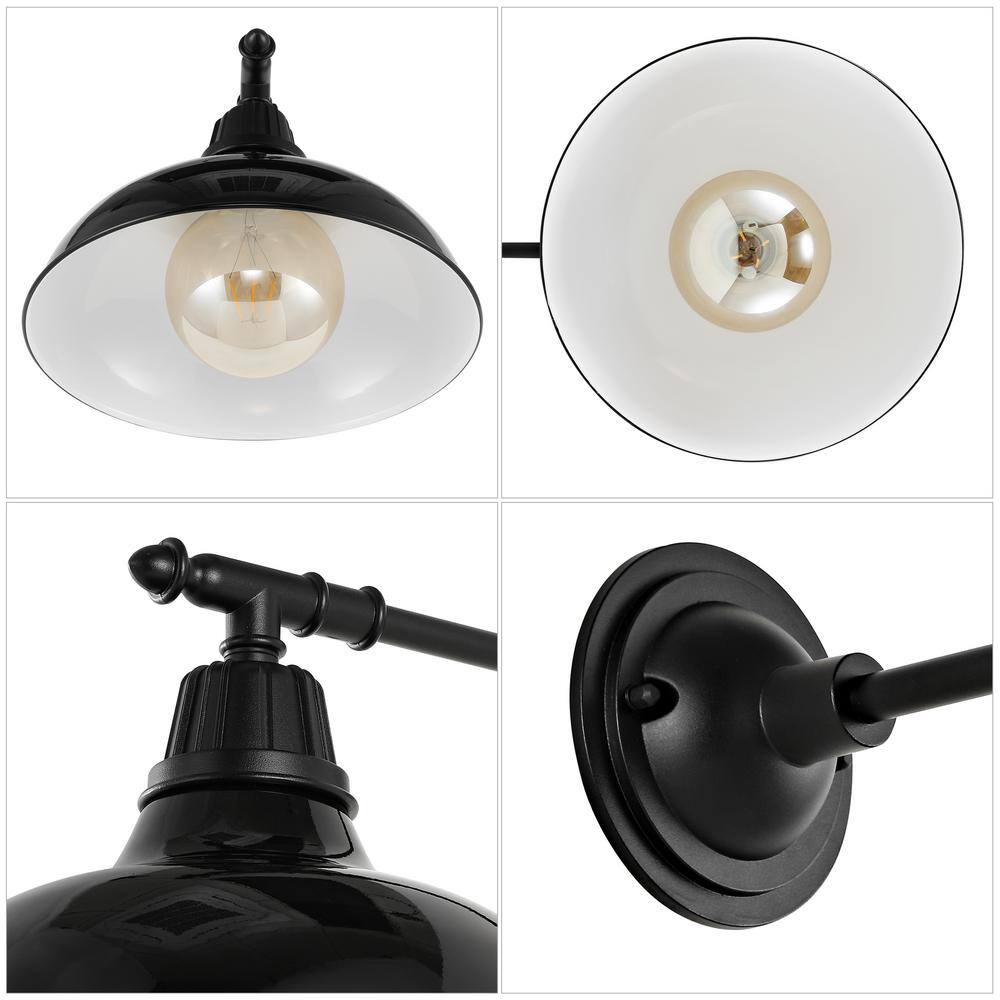 Wallace Industrial 12.25" Black Iron LED Victorian Arm Sconce