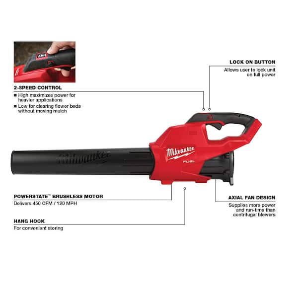 M18 FUEL 120 MPH 450 CFM 18V Lithium-Ion Brushless Cordless Handheld Blower w/Two 5Ah Batteries, Charger, Pole Saw
