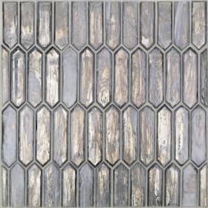 Fargin Silver Haze Elongated Hexagon 12 in. x 10 in. x 7mm Polished Glass Mosaic Tile (0.82 sq. ft.)