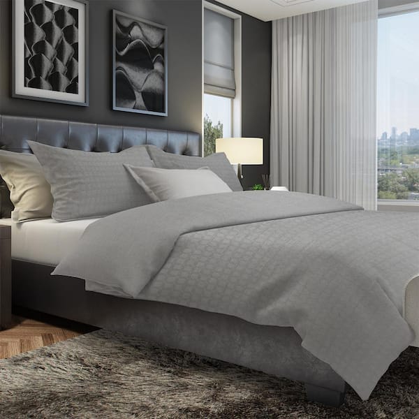 Cannon Solid Percale 3-Piece Grey Cotton Full/Queen Duvet Cover Set  DCS4488GYQ-1800 - The Home Depot