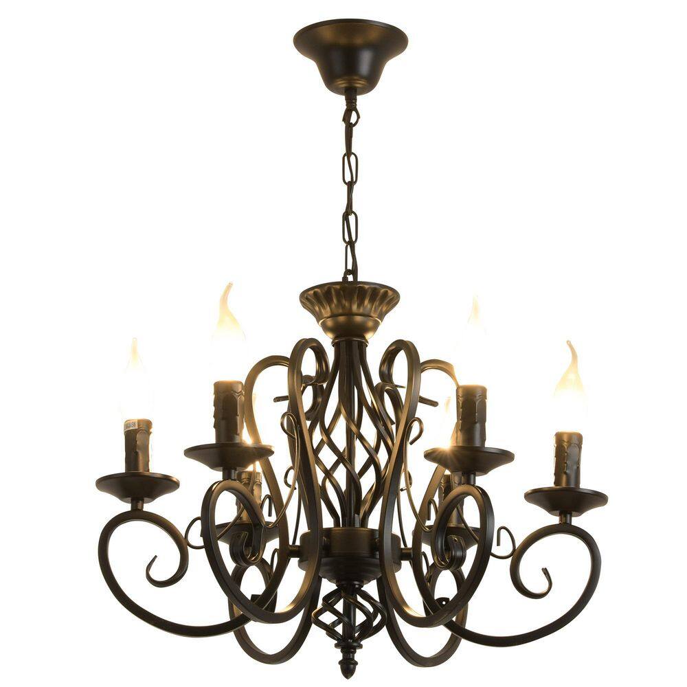 6 Light Black Dimmable Vintage Classic Traditional Chandelier for Kitchen Island and Living Room with No Bulbs Included price history on PriceWatchPro