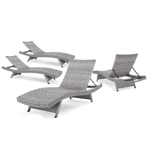 Shepard Grey Folding 4-Piece Plastic Outdoor Chaise Lounge