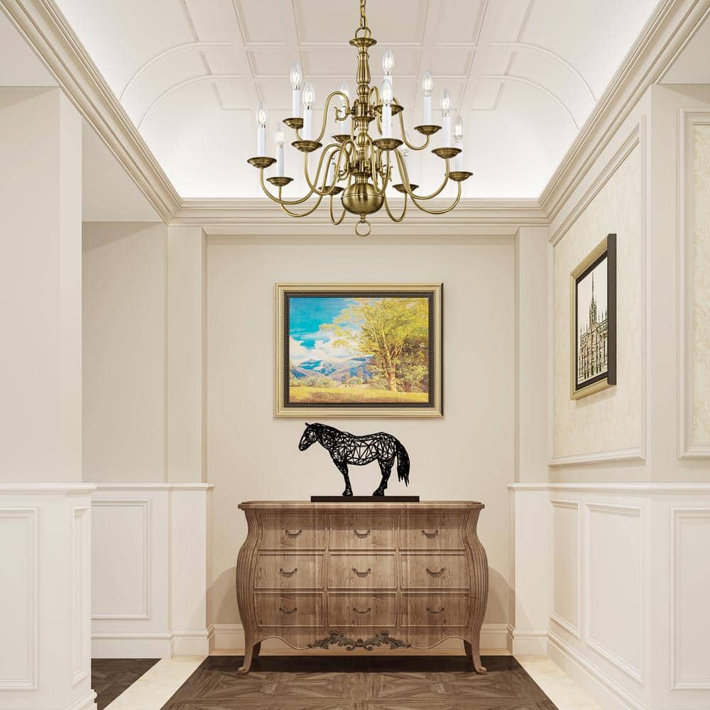 Elegant Williamsburgh 12-Light Antique Brass Chandelier