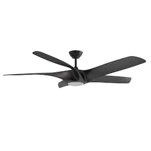 TITUS 60 in. Integrated LED Indoor Black Ceiling Fan with White Polycarbonate (PC) Plastic Shade