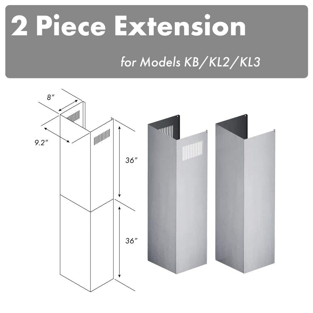 ZLINE WALL Chimney Extension up to 12.5 ft ceiling models 8667B 