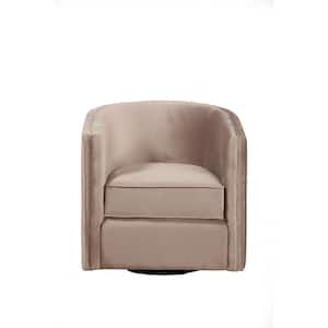 Maison Light Grey Polyester Arm Chair with Solid Wood