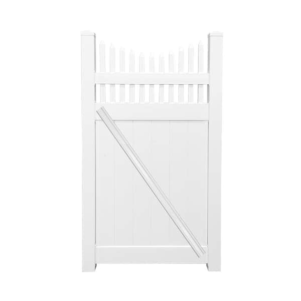 Weatherables Dora 3.5 ft. W x 8 ft. H White Vinyl Privacy Single Fence Gate