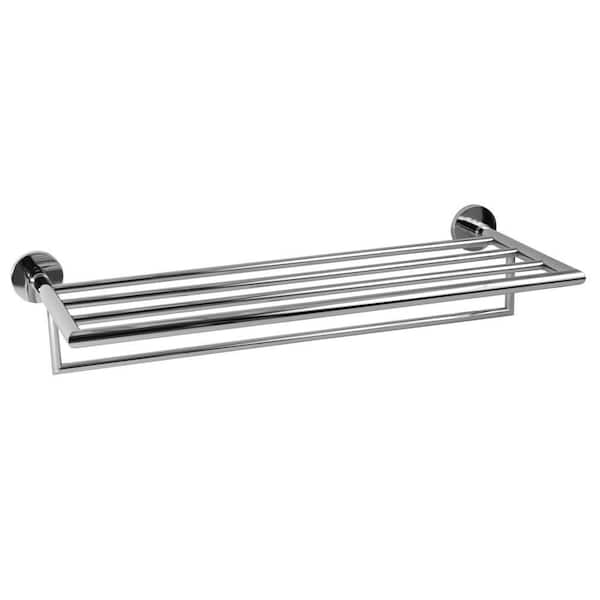 Ginger Universal 24 in. L x 4.8 H x 11 in. Hotel Shelf with Towel Bar in Polished Chrome