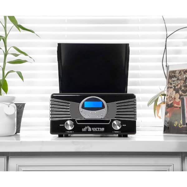 Victor FMレコード　ステレオ Victor Diner 7-in-1 Turntable Record Player, CD/MP3 Player, AM/FM