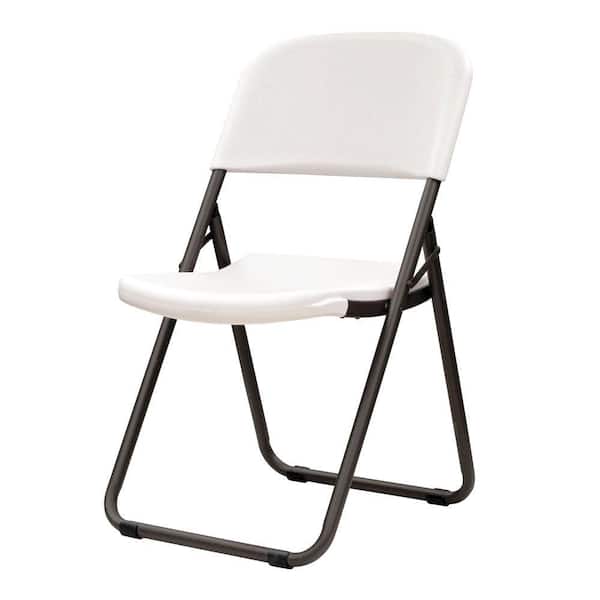 Lifetime 80155 White Plastic Seat Metal Frame Outdoor Safe Folding Chair (Set of 4) - 1