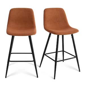 Terra Upholstered 26 in. Metal Frame High Back Counter Stool (Set of 2) (17 in. W x 38 in. H)