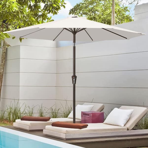 10 ft. Market Patio Umbrella with Push Button Tilt and Crank in Off-White