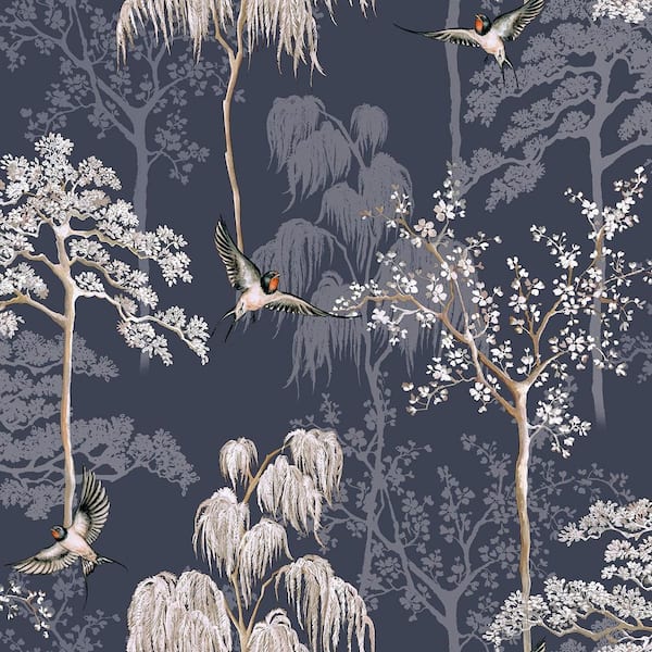 Asuka Blue Sparrow Forest Wallpaper Sample