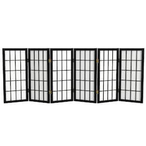 2 ft. Short Desktop Window Pane Shoji Screen - Black - 6 Panels