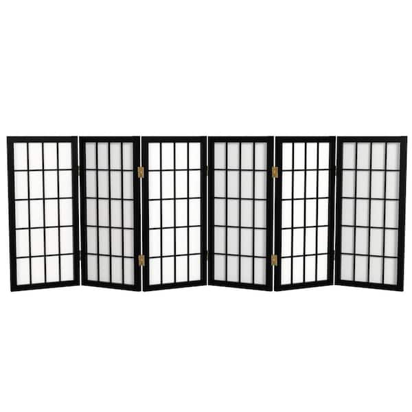 Oriental Furniture 2 ft. Short Desktop Window Pane Shoji Screen - Black - 6 Panels