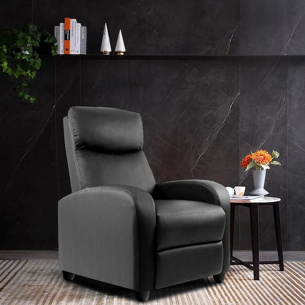 1-Piece Recliner Chair Black PU Leather Living Room