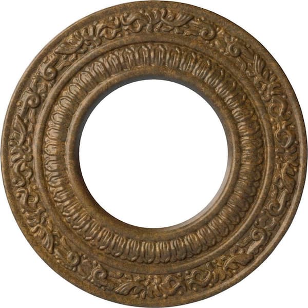 Ekena Millwork 1/2 in. x 8-1/8 in. x 8-1/8 in. Polyurethane Andrea Ceiling Medallion, Rubbed Bronze