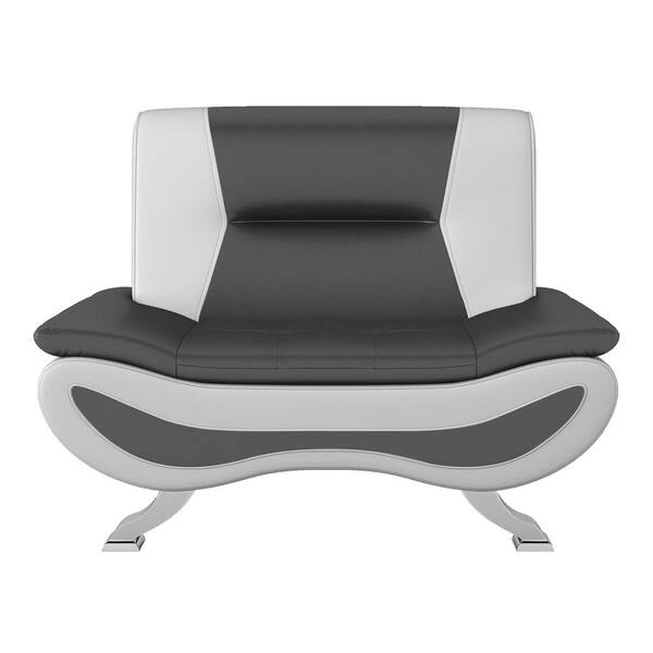 EVERGLADE HOME Emerson Black and White Faux Leather Side Chair