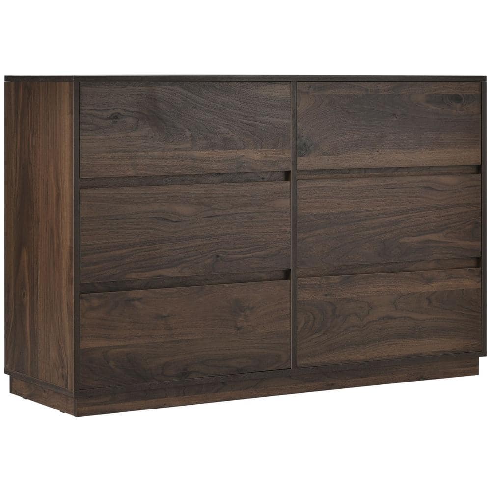 Polibi Solid Wood 6 Drawer Double Dresser in Dark Brown (mirror not  included) RS-SW6DDD - The Home Depot