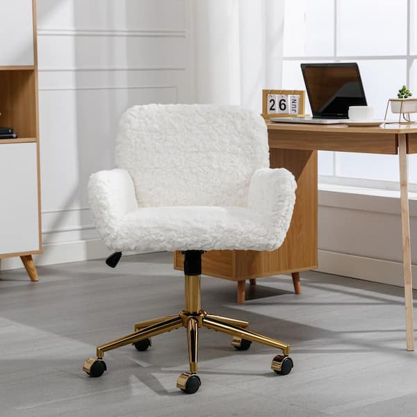 CSC DECOR INC Velvet Upholstered Swivel Task Chair in Beige Golden