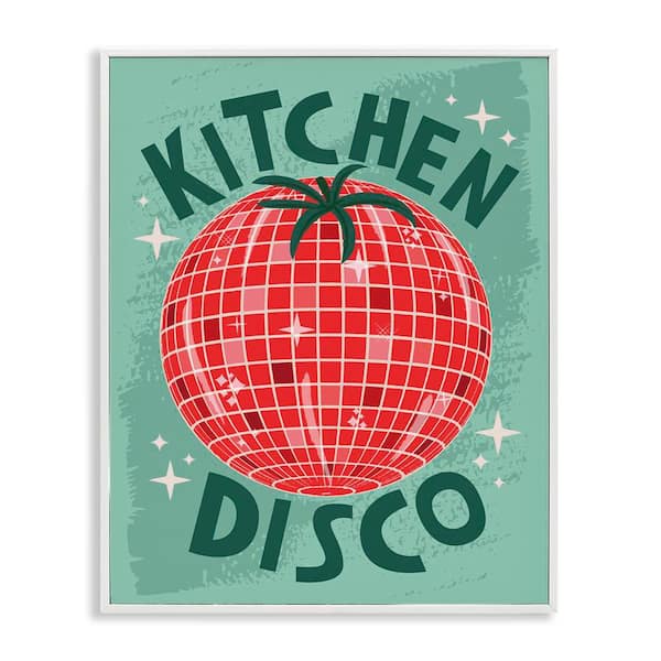 Stupell Industries Kitchen Disco Tomato by Lisa Perry Whitebutton White Framed Food Giclee Art Print 30 in. x 24 in.